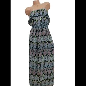 No Boundaries Green Strapless Sundress Maxi